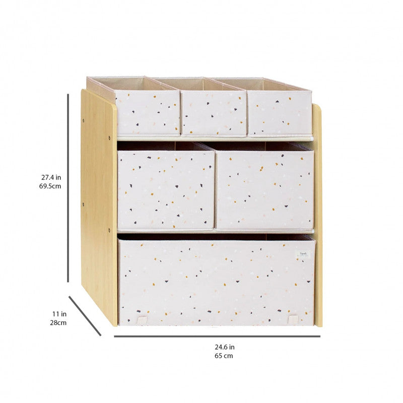 Organizator din material reciclat pentru jucarii, Terrazzo Pink, 3 Sprouts